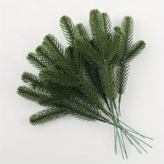 24Pcs Faux Green Pine Needles Cedar Greenery Leaves Garlands Indoor Outdoor