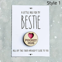Wooden Pocket Hug Bestie Token Gift Special Gift Send A Cuddle Pocket Hugs