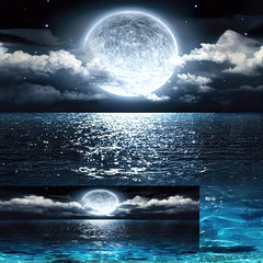 Modern Ocean & Night Moon Canvas Painting - Interior Decoration