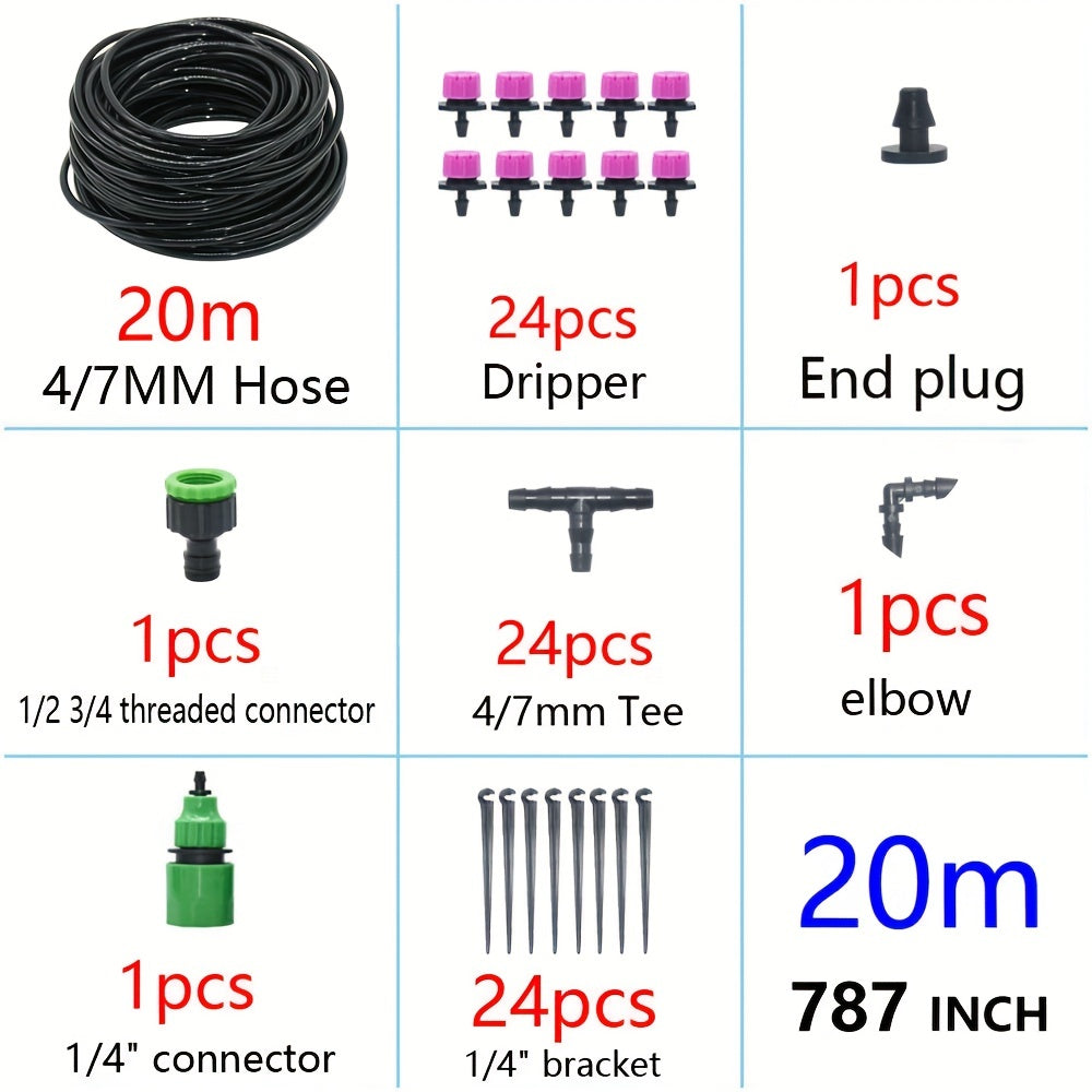 DIY Drip Irrigation System Automatic Watering Kit with 8 Hole Dripper Sprinkler