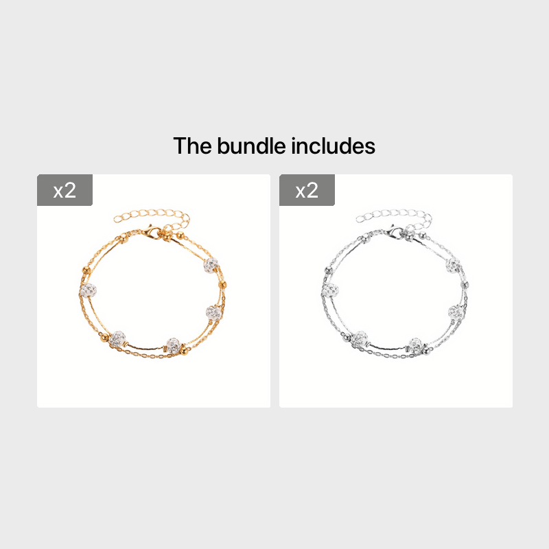 Men's Faux Diamond Crystal Anklet Double Layer For Unisex