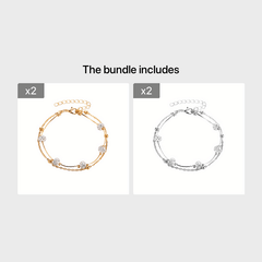 Men's Faux Diamond Crystal Anklet Double Layer For Unisex