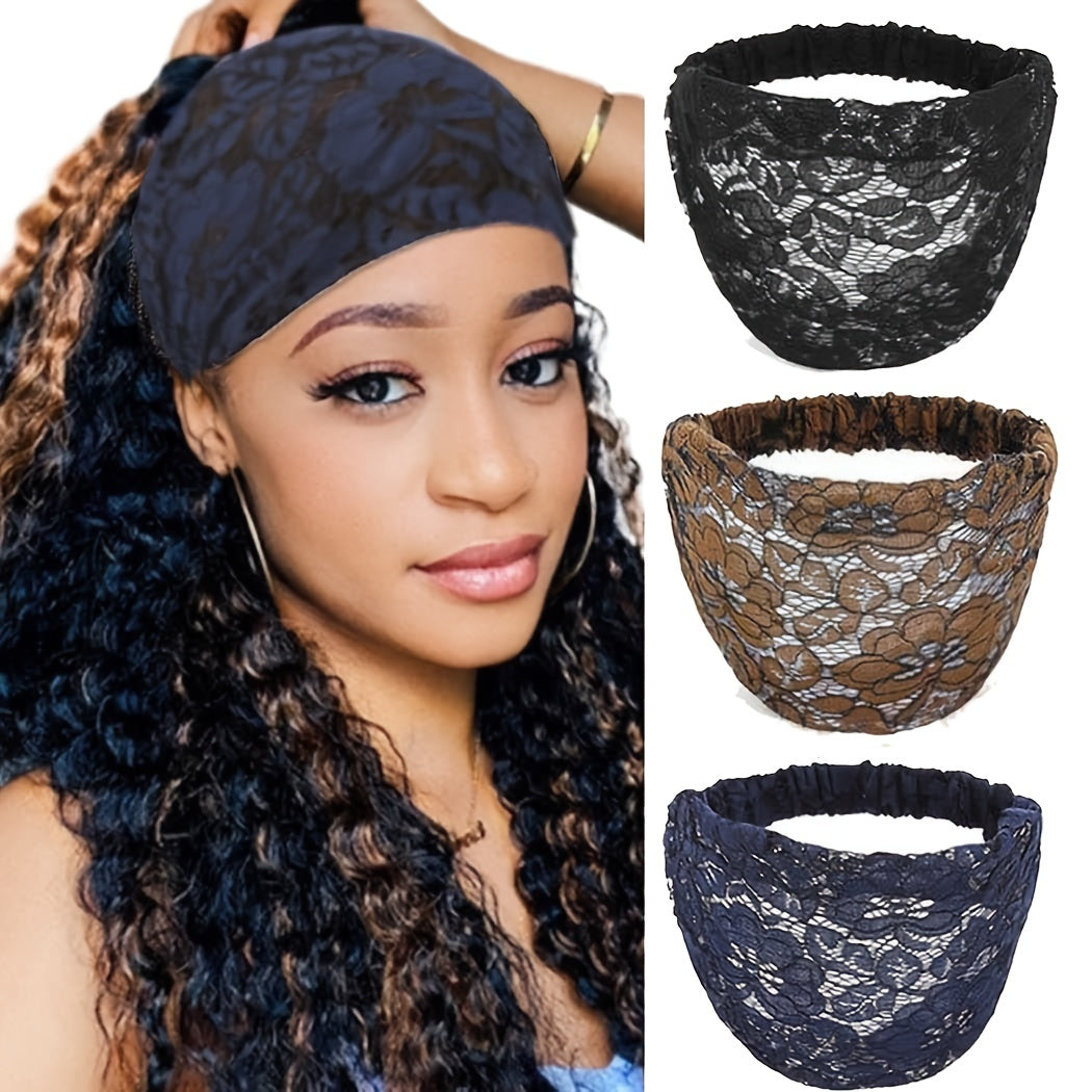 Wide Lace Headbands Boho Head Wraps African Turban