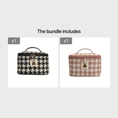 Large Capacity Plaid Toiletry Bag Cosmetic Bag Handbag Travel Storage Bag
