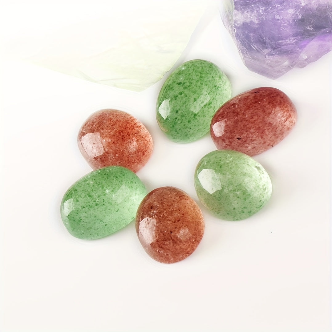Natural Strawberry Crystal Red Green Egg Ring Bare Stone