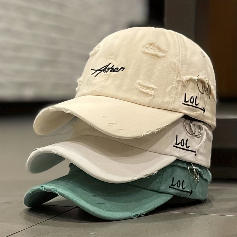 Candy Ripped Baseball Cap Hip Hop Embroidery Cotton Sun Hat