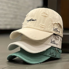 Candy Ripped Baseball Cap Hip Hop Embroidery Cotton Sun Hat