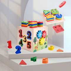 Educational Shape Sorter Toy for Kids with Numbers, Gears & Animals