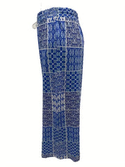  Floral Paisley Print Drawstring Pants