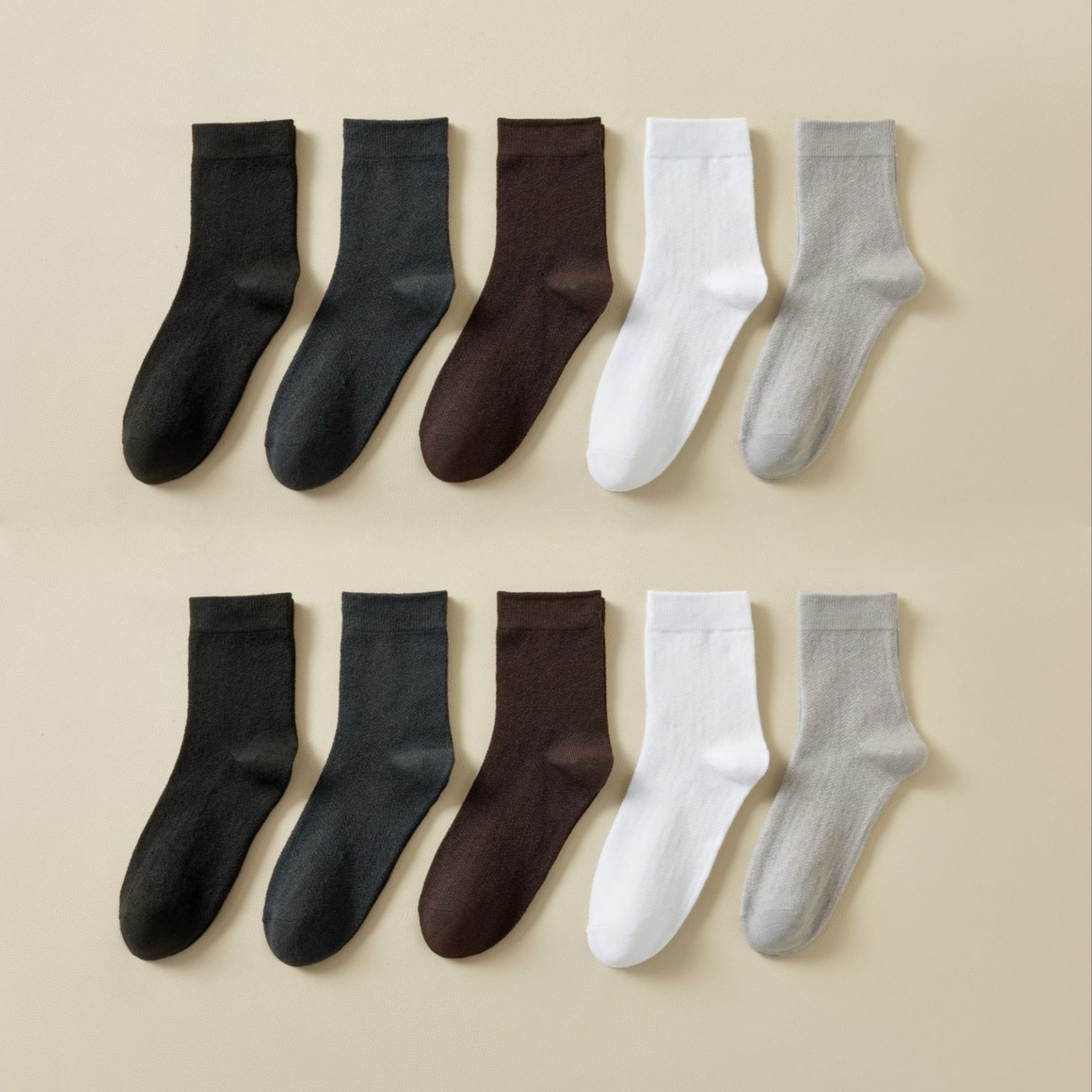 10 Pairs Solid Mid Tube Socks Women's Stockings