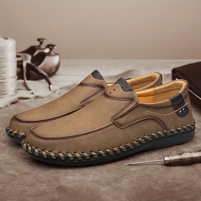 CLOHOO Men's Stitch Loafers Non Slip Casual Shoes