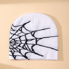 Men's Gothic Spider Web Jacquard Beanie Hat