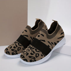 Leopard Pattern Running Shoes Breathable Mesh Lightweight Non-slip Casual Shoes