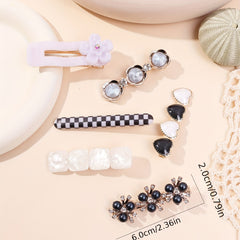 6pcs Checkered Flower Hair Clips Bobby Pins Non Slip Hair Accessories