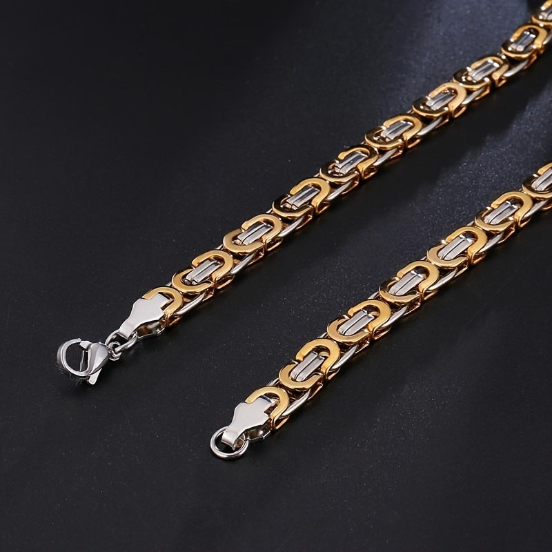 Stainless Steel Funky Flat Chain Necklace for Men