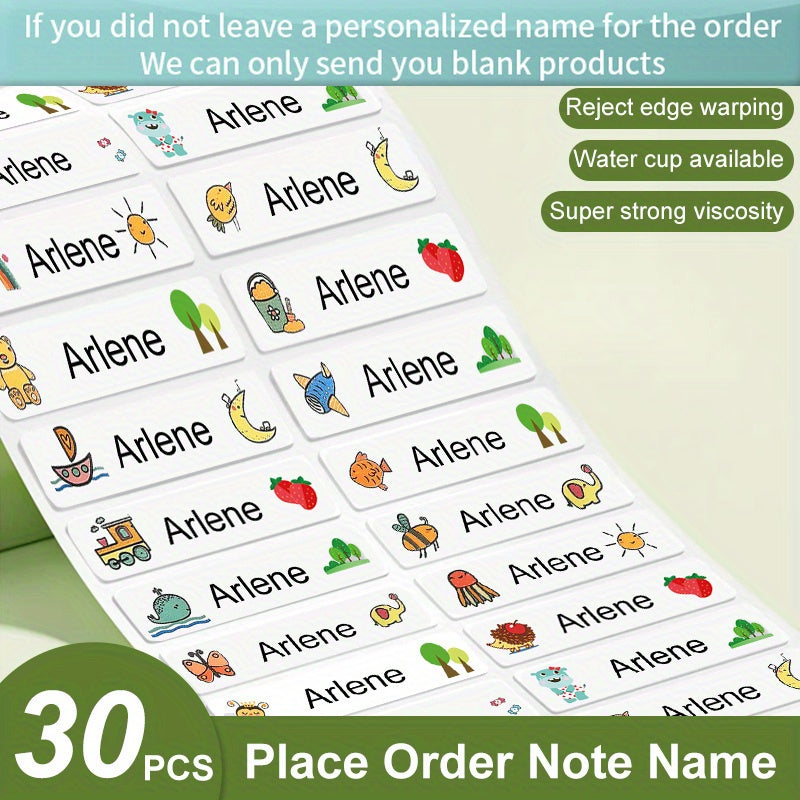 Custom Cartoon Waterproof Name Stickers - MEDIUM Size - Personalized First Name