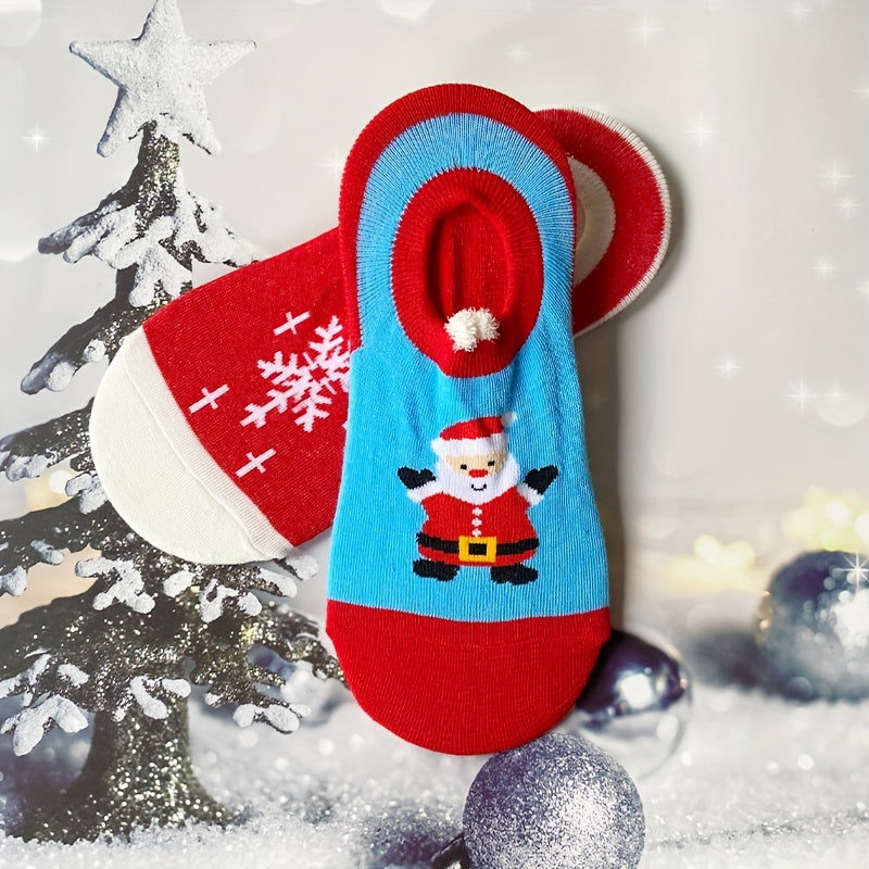 5 Pairs Christmas Print Socks & Ankle Socks Women's Stockings