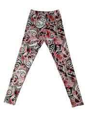 Skull Print Leggings Casual Sporty Skinny Leggings