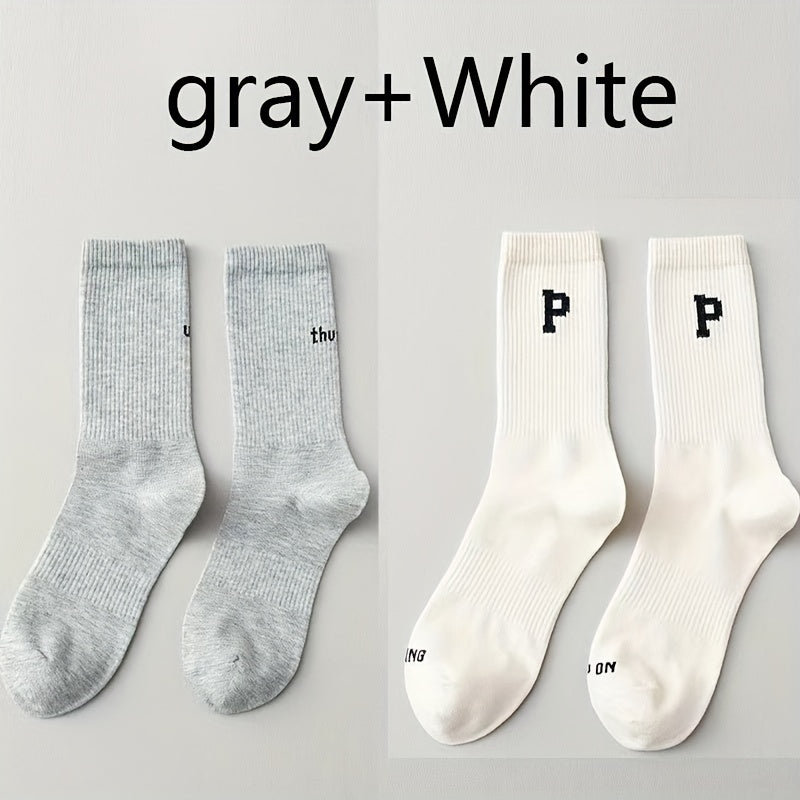 4 Pairs Letter Print Socks Mid Tube Women's Stockings