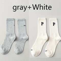 4 Pairs Letter Print Socks Mid Tube Women's Stockings