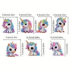 7pcs Unicorn 5D Diamond Painting Keychain Set