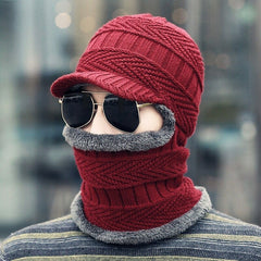 Men's Winter Cycling Windproof Woolen Hat Velvet Warm Pullover Hat