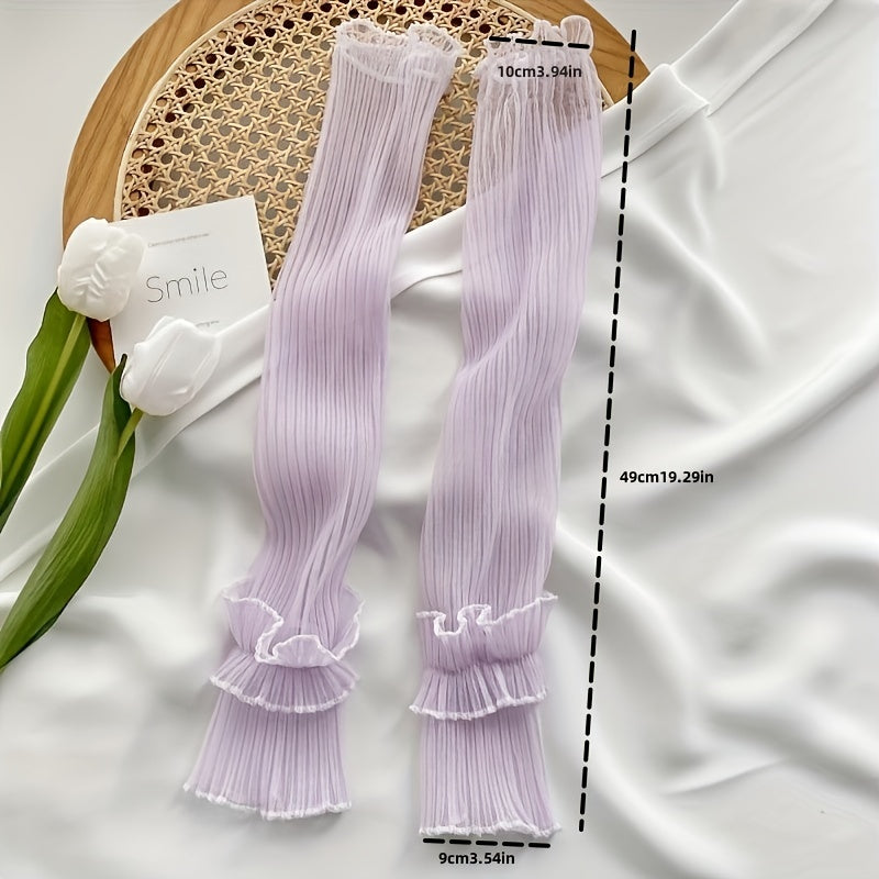 Lace Ruffles Long Gloves Sunscreen UV Protection Sleeves