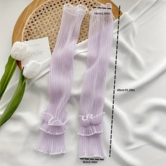 Lace Ruffles Long Gloves Sunscreen UV Protection Sleeves