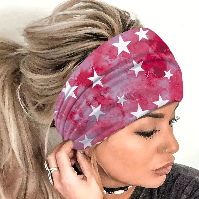 Stars Pattern Sports Headband Yoga Fitness Workout Sweatband Hair Accessories