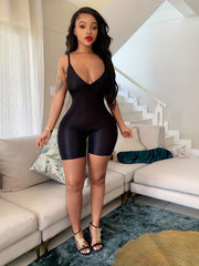 Sexy Solid Pajama Romper Spaghetti Straps Backless