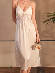 Lace Satin Nightdress V Neck Sleep Dress Women's Sleepwear