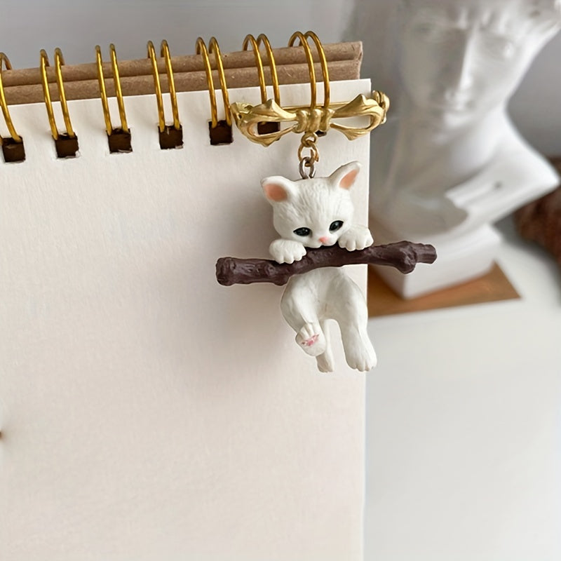 Naughty Cat with Branch Play Lapel Pin Unisex Party Jewelry