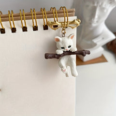 Naughty Cat with Branch Play Lapel Pin Unisex Party Jewelry