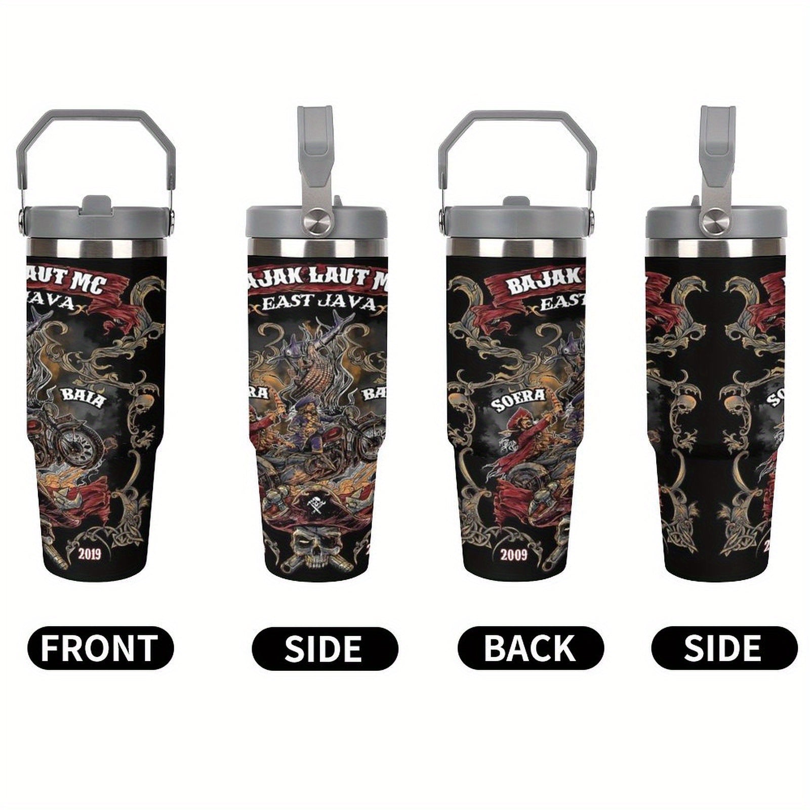 30oz Insulated Steel Tumbler Leakproof Travel Mug with Handle & Lid