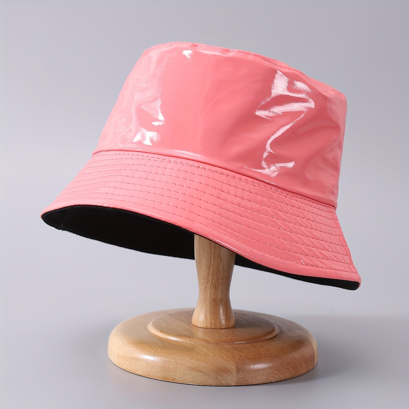 Candy PU Bucket Hat Waterproof Lightweight Fisherman Cap Sunscreen Basin Hat