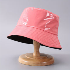 Candy PU Bucket Hat Waterproof Lightweight Fisherman Cap Sunscreen Basin Hat