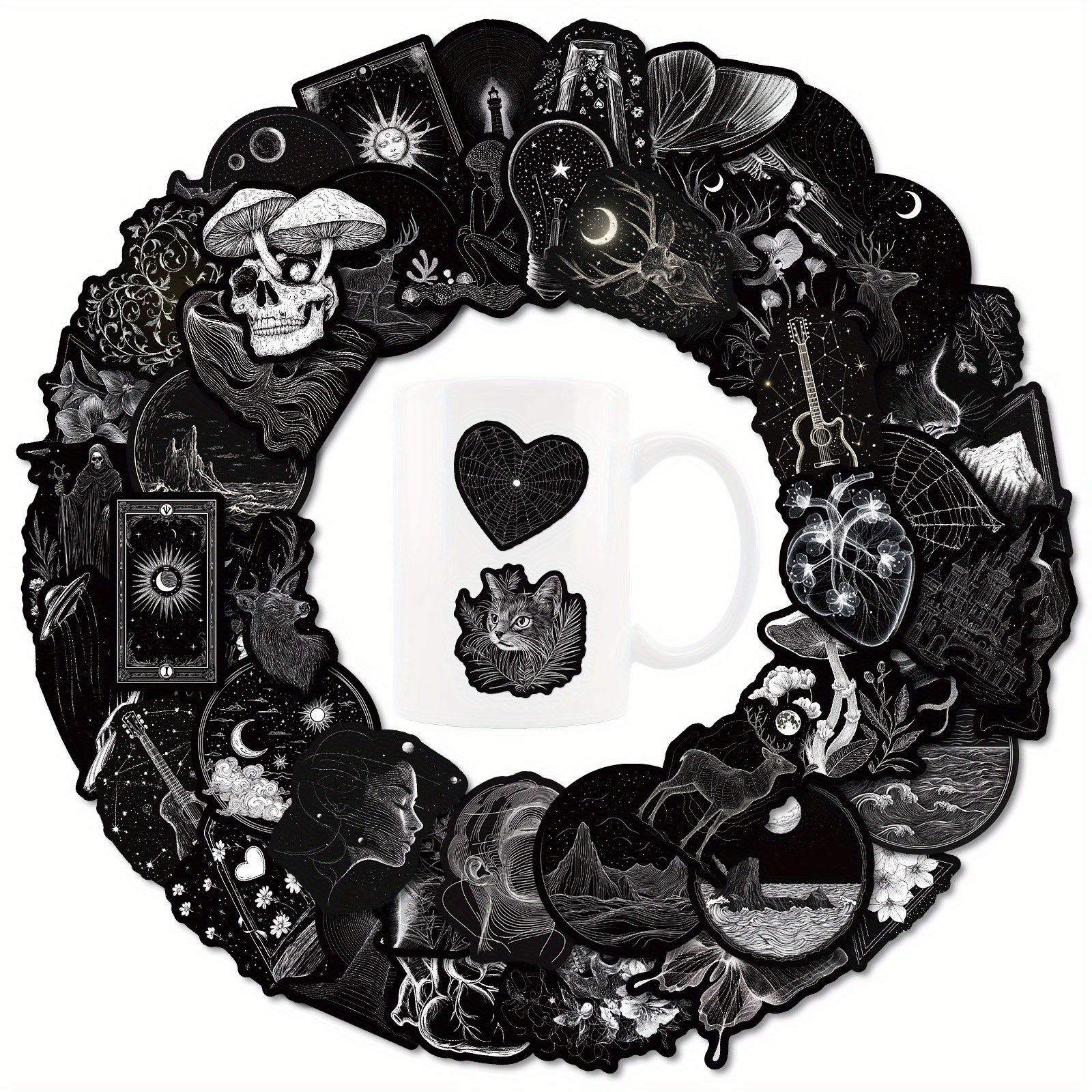50pcs Dark Mystery Gothic Graffiti Stickers Vintage Vinyl Decals