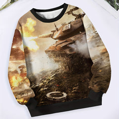 Kids Battlefield Pattern Crew Neck Sweatshirt for Fall Sports