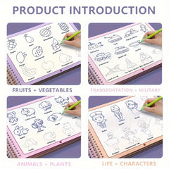 Set of 4 Reusable Drawing Practice Books with Grooves
