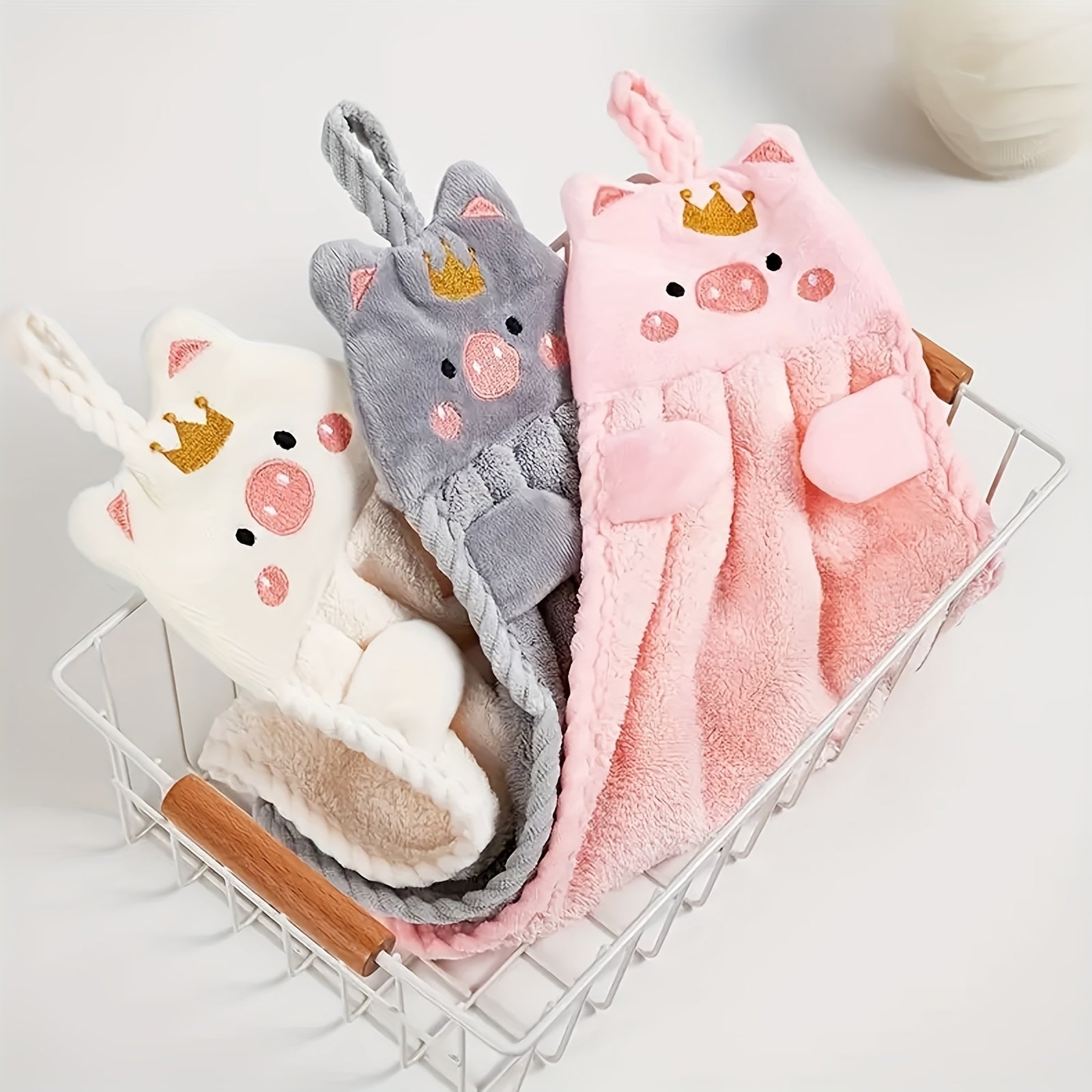 Cartoon Piggy Hand Towel Absorbent Quick Dry Bathroom Bedroom