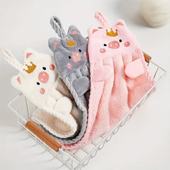 Cartoon Piggy Hand Towel Absorbent Quick Dry Bathroom Bedroom