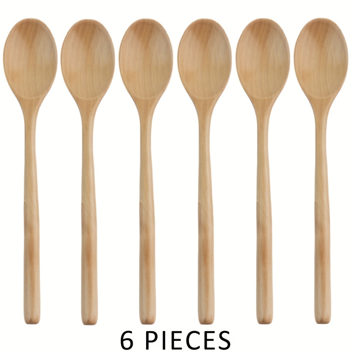 6pcs Wooden Spoons 22.86 Cm Wood Soup Spoons Japanese Style Kitchen Utensil
