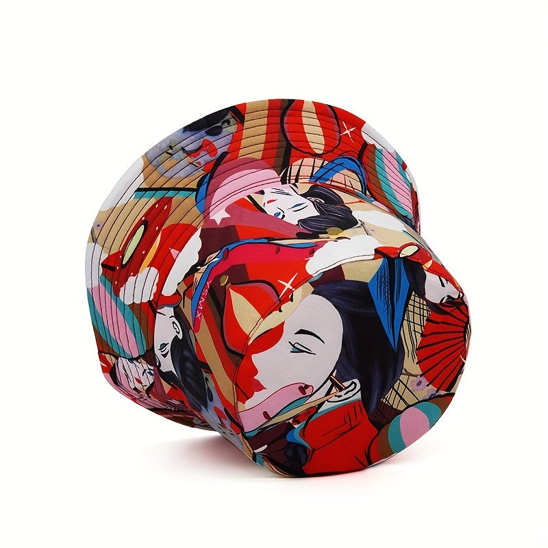 Red Beauty Printed Bucket Hat Reversible Classic Cotton Basin Hat