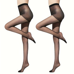 2 Pack Sheer High Waist Footed Pantyhose Women's Stockings