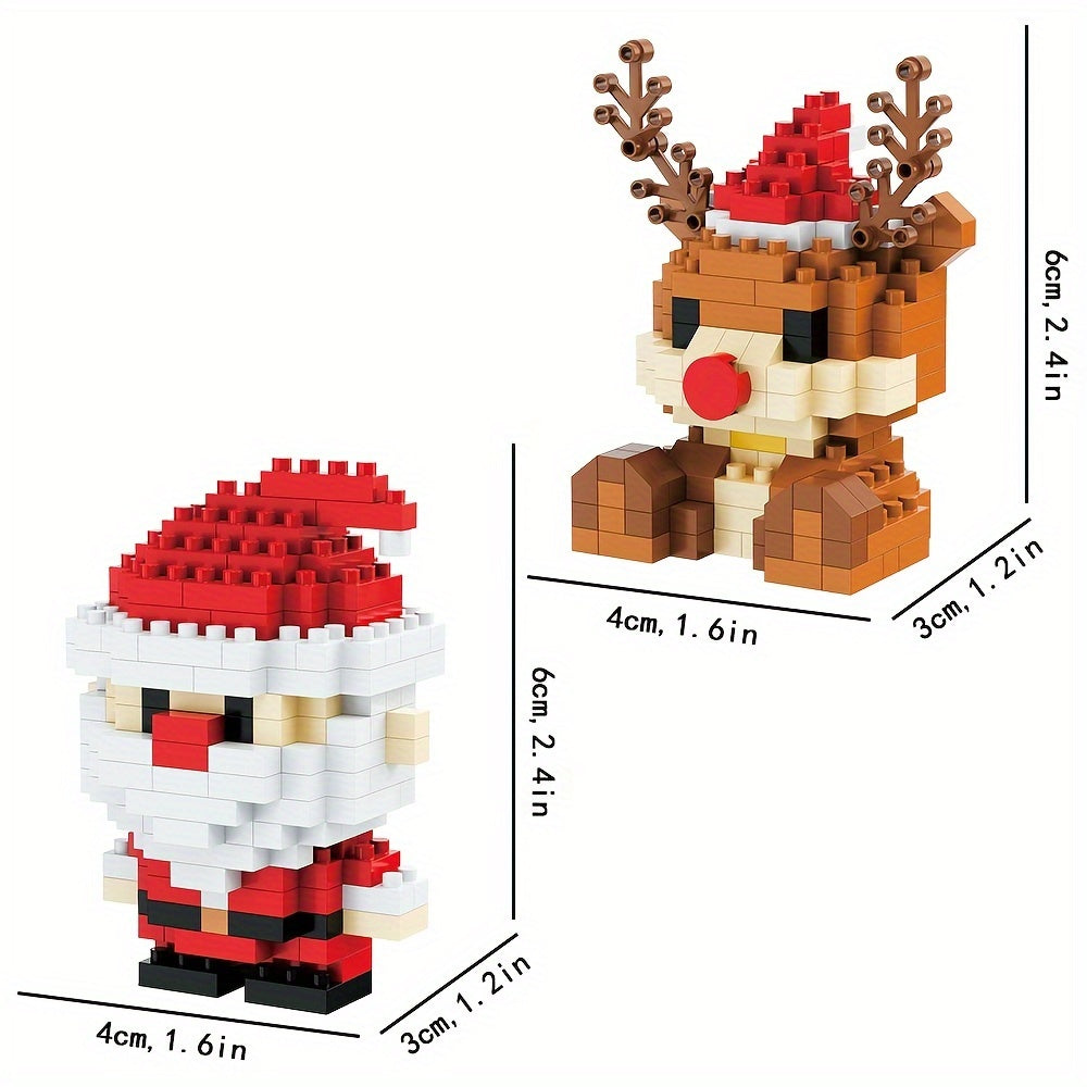 Christmas Building Blocks 2pcs Set Santa Elf Train Snowman Tree Reindeer