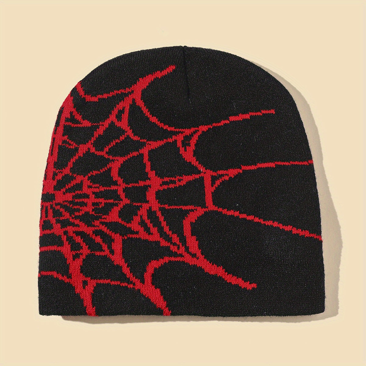 Men's Gothic Spider Web Jacquard Beanie Hat