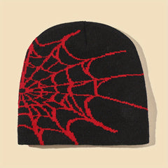 Men's Gothic Spider Web Jacquard Beanie Hat