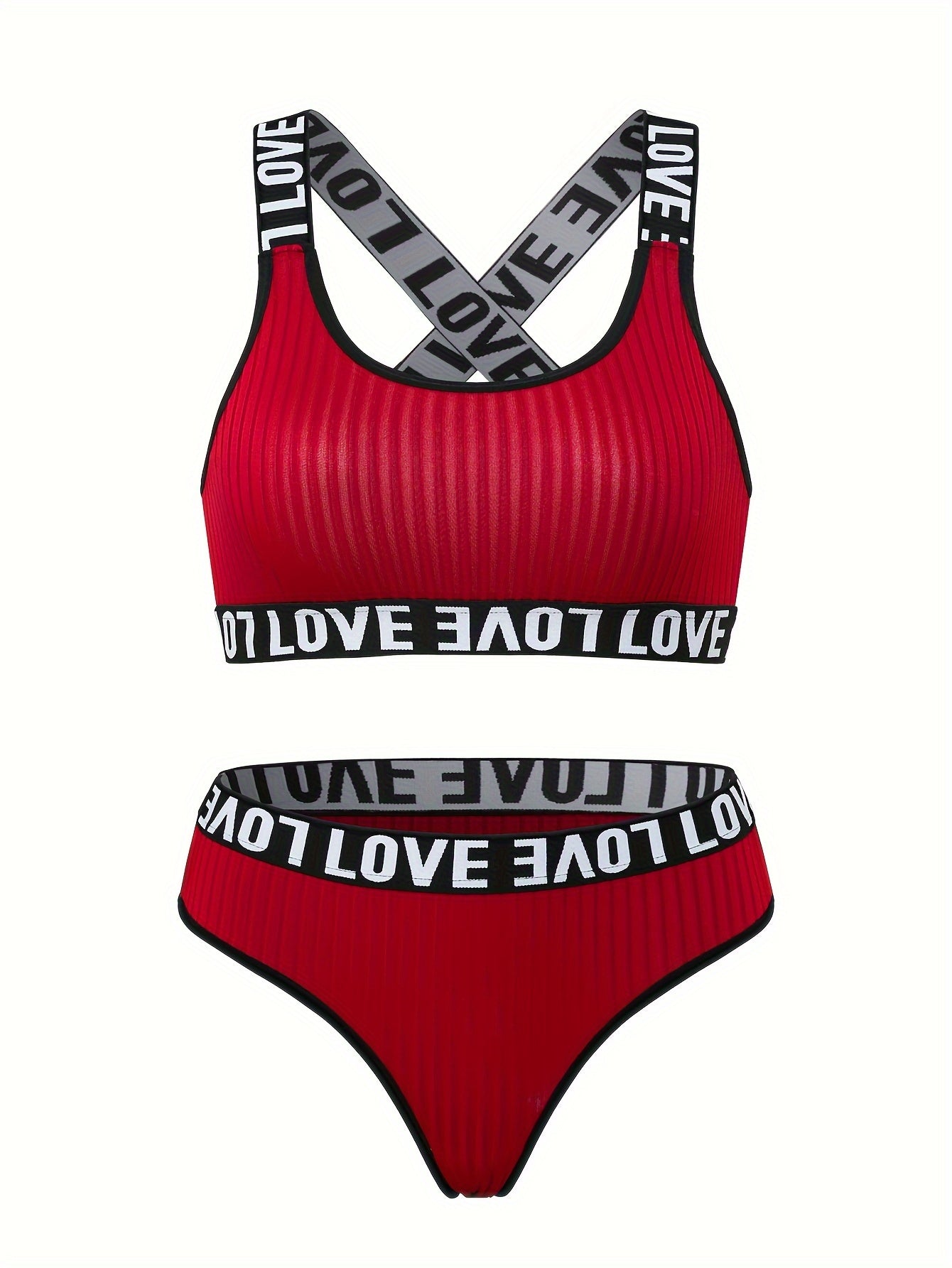 Letter Print Bra & Panties Lingerie Set