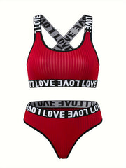 Letter Print Bra & Panties Lingerie Set