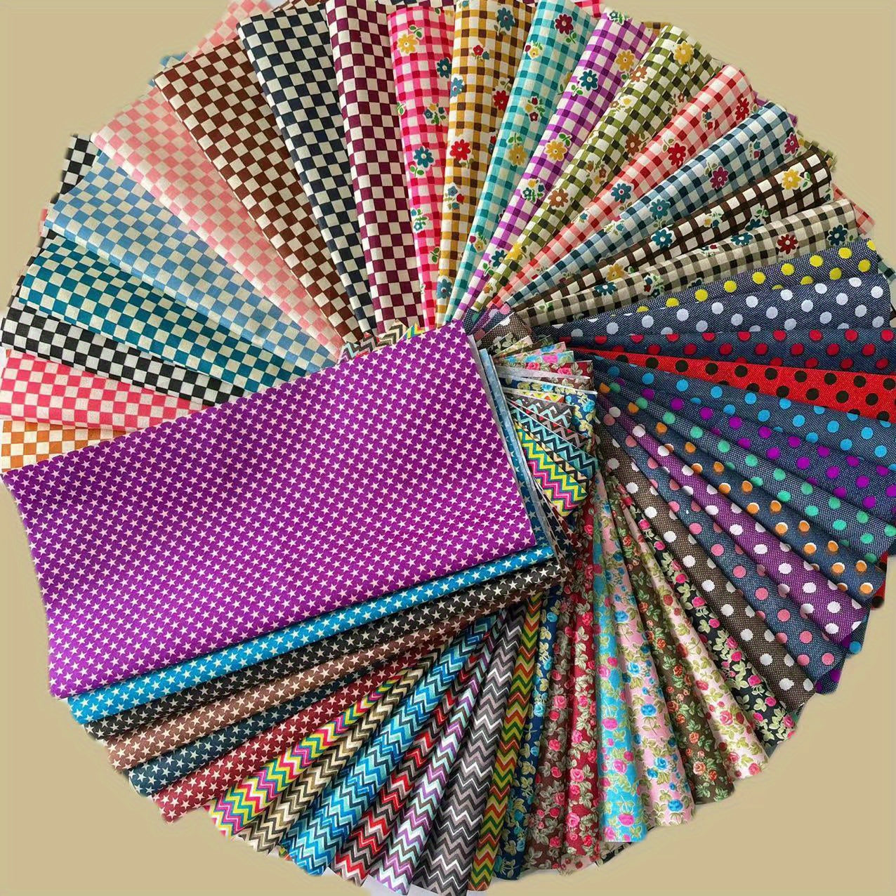 50pcs Random Patterned Polyester Fabric DIY Sewing Scrapbooking Quilting